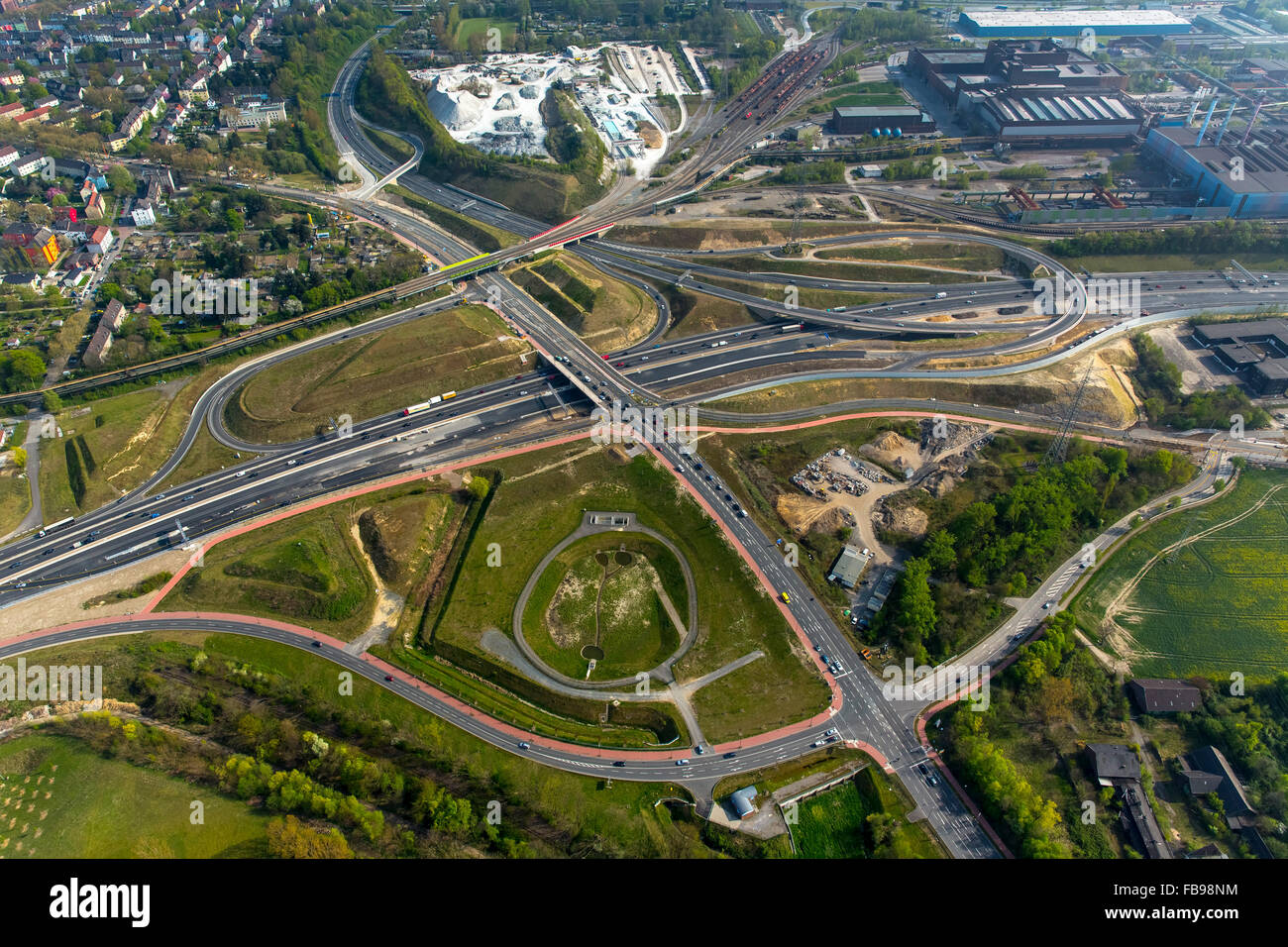 Luftbild, Autobahn A40 Autobahn Zufahrtsstraße Donezk Stahlwerk Ring, Unterplatte, Wattenscheider Straße, Bochum, Ruhrgebiet Stockfoto