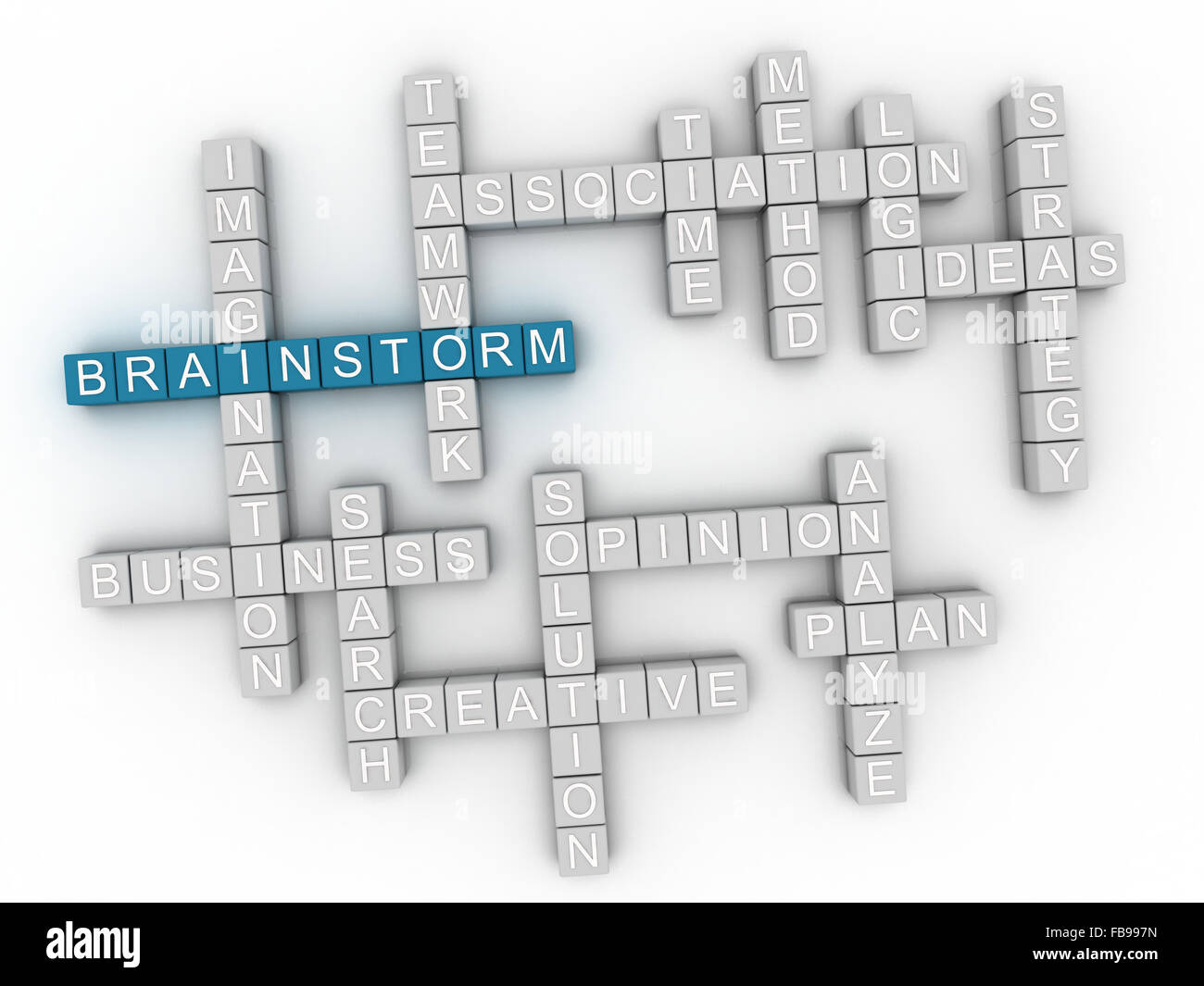 3D-Bild Brainstorm Word cloud-Konzept Stockfoto