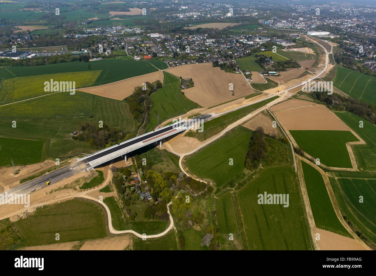 Luftbild, Ausbau A44 im Bereich Heiligenhaus, Autobahn, Straße