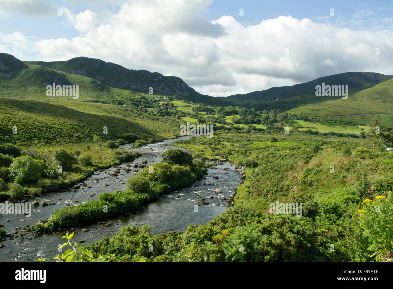 Blick auf die grünen Berge in Irland Stockfoto