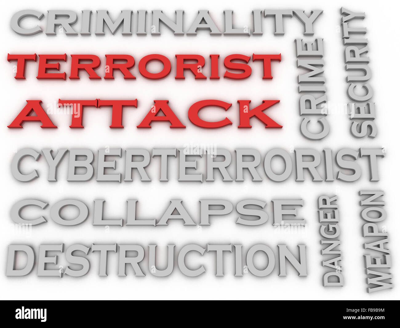 3D-Bild Terrorist Attack Word cloud-Konzept Stockfoto