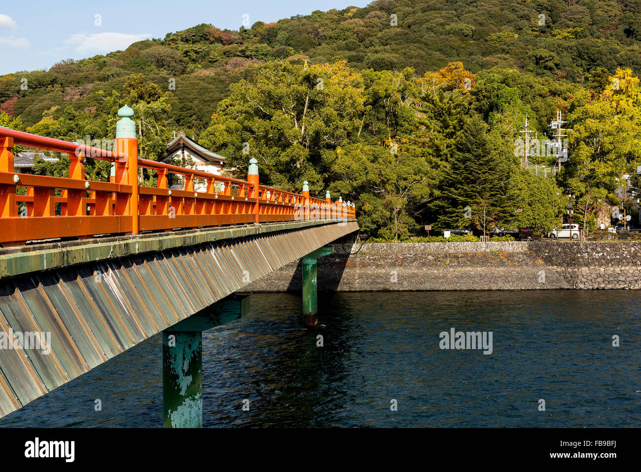 Brücke über den Fluss in Uji, Japan Stockfoto