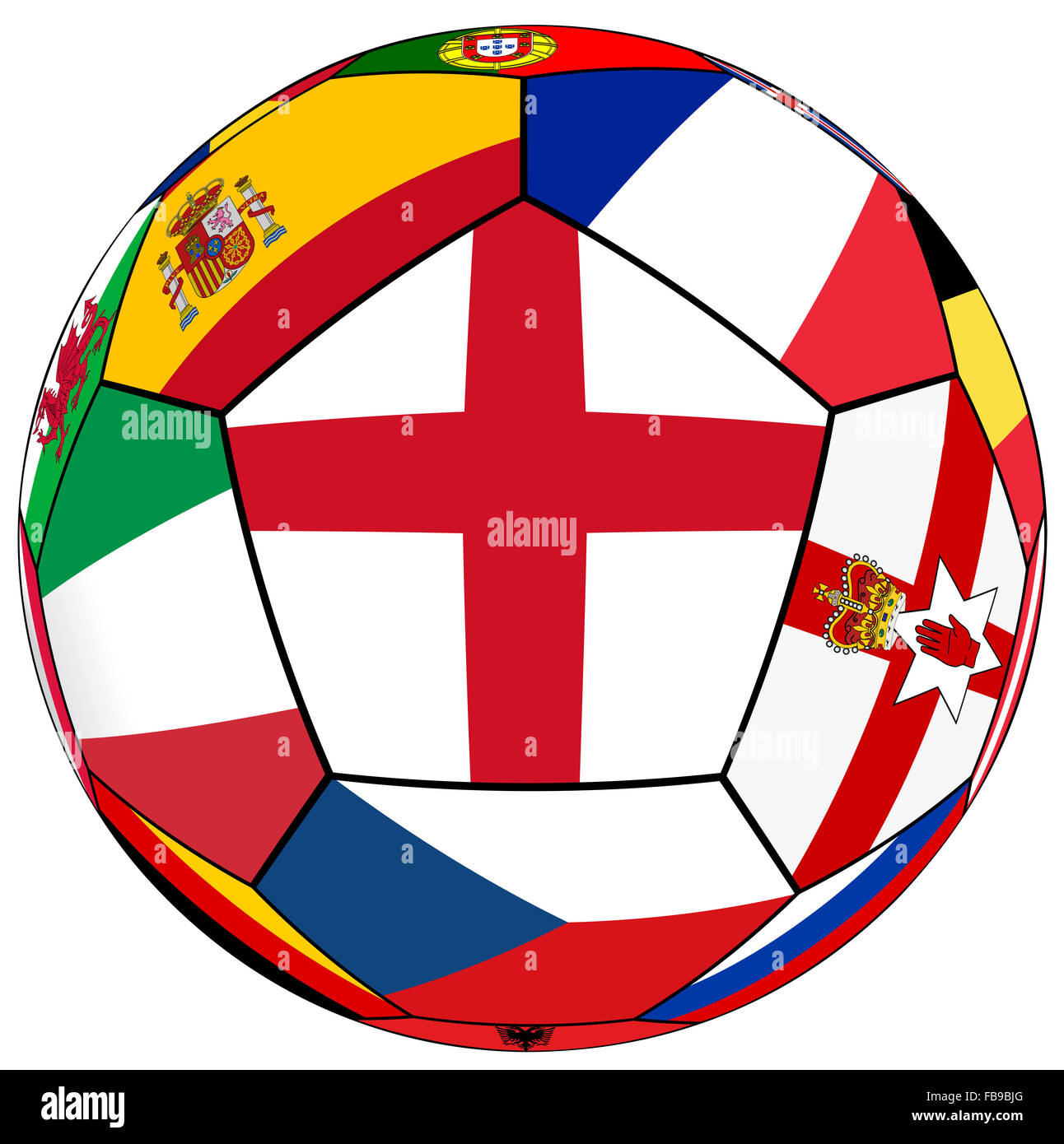 Fußball mit Flagge von England in der Mitte Stockfoto