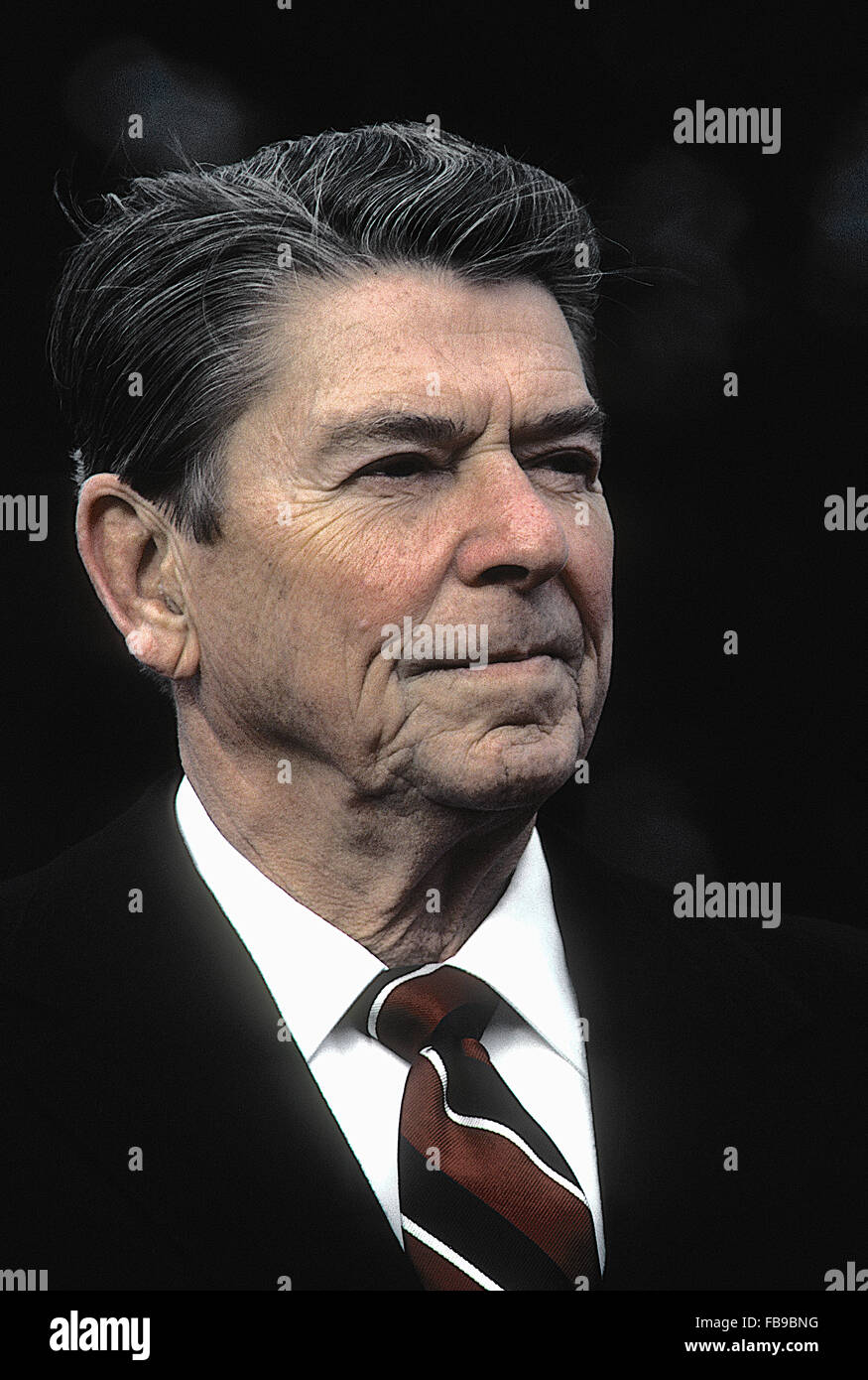 Washington, DC, USA, 13. November 1984 Präsident Ronald Reagan liefert Bemerkungen bei der Begrüßungszeremonie für den Großherzog und die Großherzogin von Luxemburg während der Zeremonie auf dem South Lawn des weißen Hauses: Mark Reinstein Stockfoto