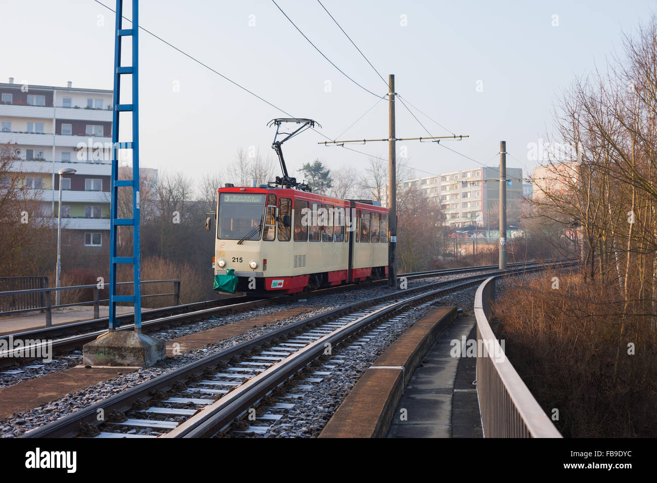 Straßenbahn in Frankfurt (oder) Neuberesinchen, Deutschland Stockfoto