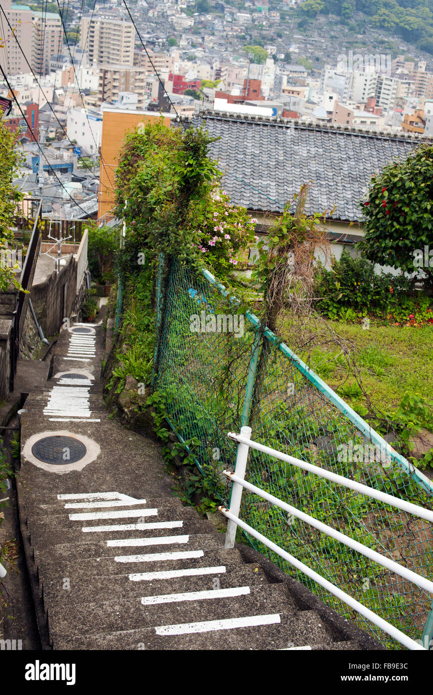 Steilen Bergpfad in Nagasaki, Japan Stockfoto