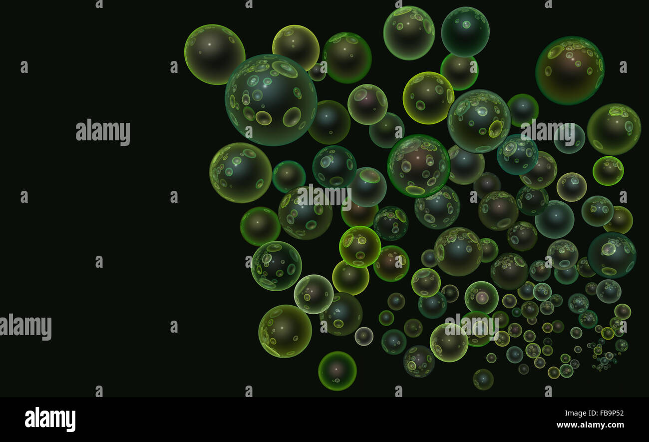 3D Render abstrakten Hintergrund transparent glänzend grüne Blase Stockfoto