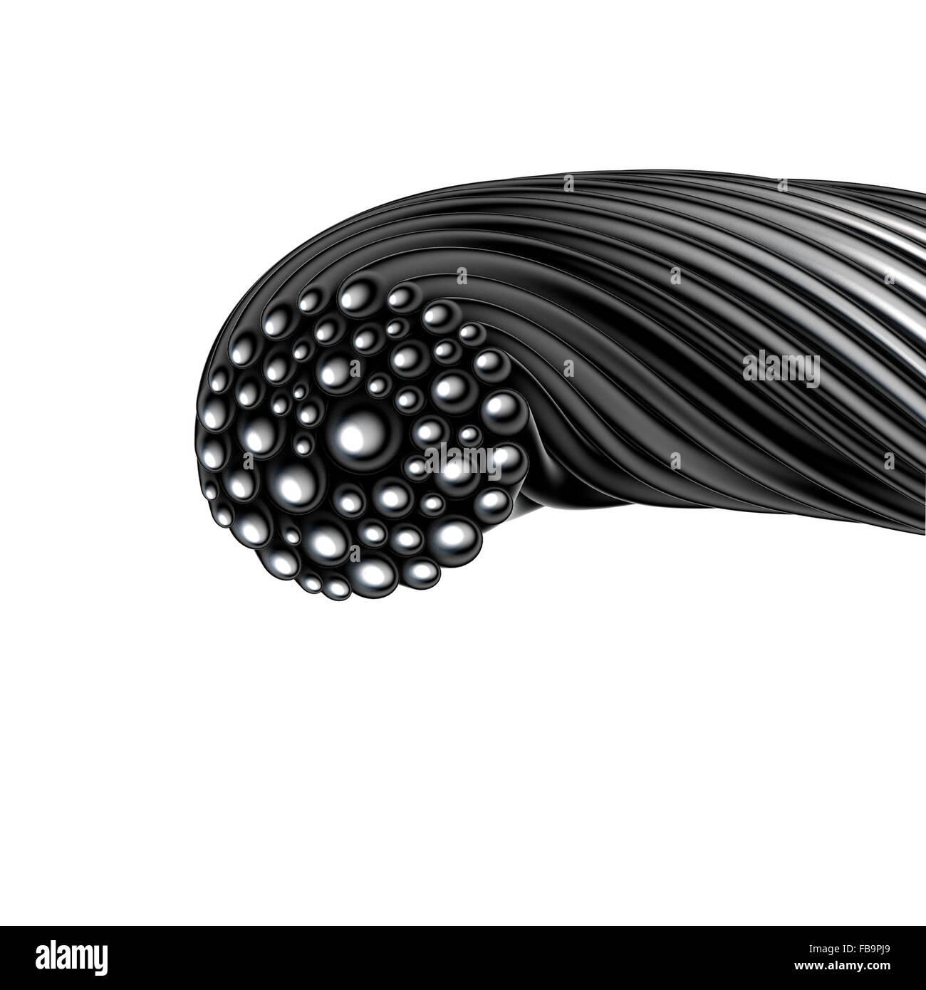 3D abstrakte verdrehten Goo Chrom Zeichenfolge Form auf weiß Stockfoto