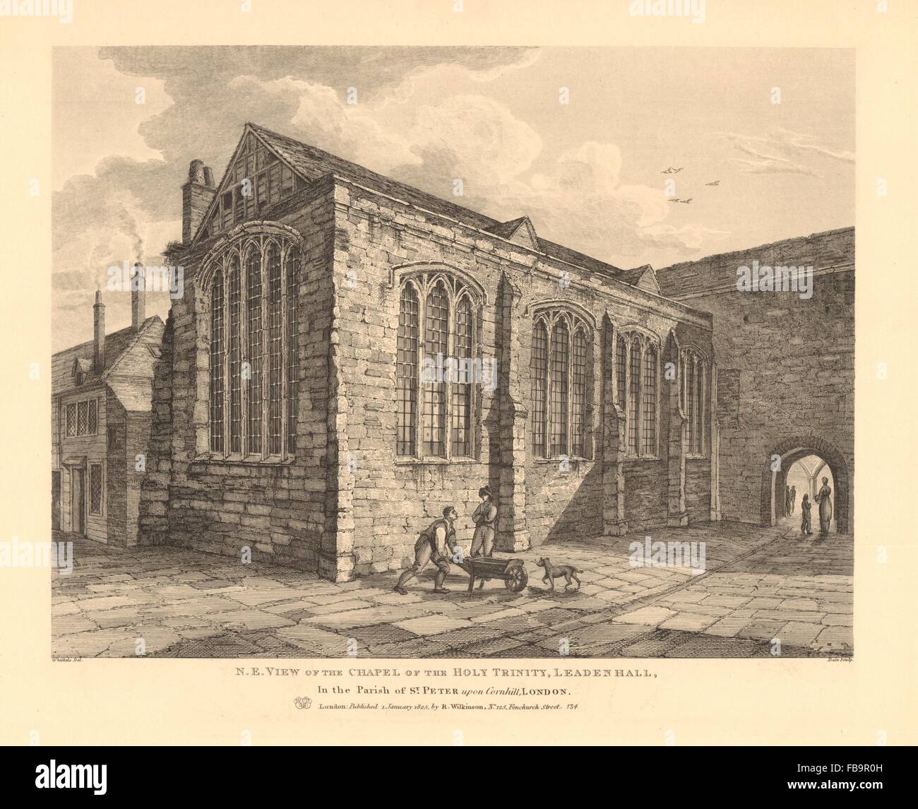 KAPELLE HEILIGE DREIFALTIGKEIT, LEADENHALL. Ansicht Nord-Ost. City of London, print 1834 Stockfoto