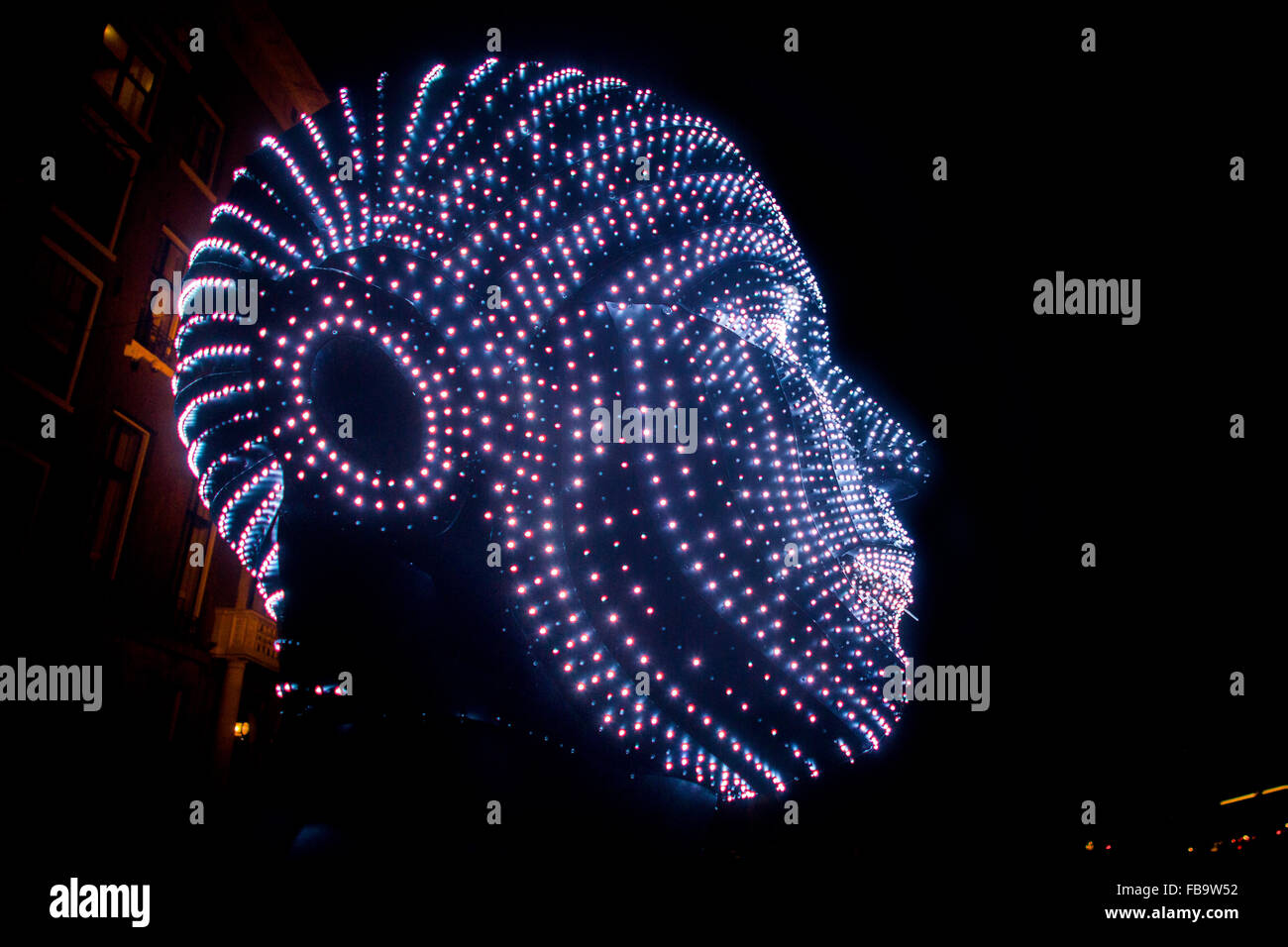 Licht und Wasser Farben Festival 2015-2016 in Amsterdam. Talking Heads von Viktor Vicsek Stockfoto