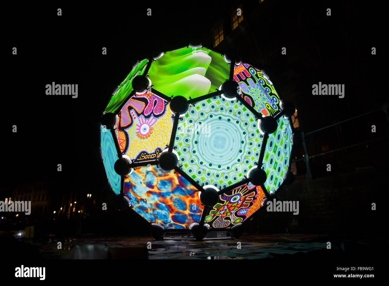 Licht und Wasser Farben Festival 2015-2016 in Amsterdam. Stockfoto