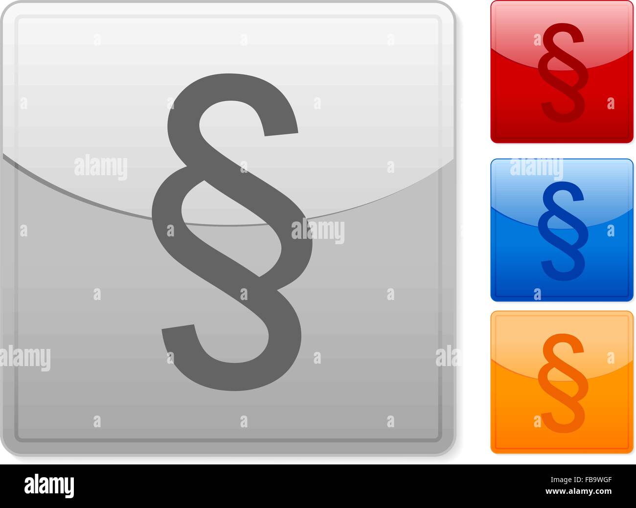 Farbe quadratische Web Buttons Absatzsymbol auf weißem Hintergrund. Vektor-Illustration. Stock Vektor