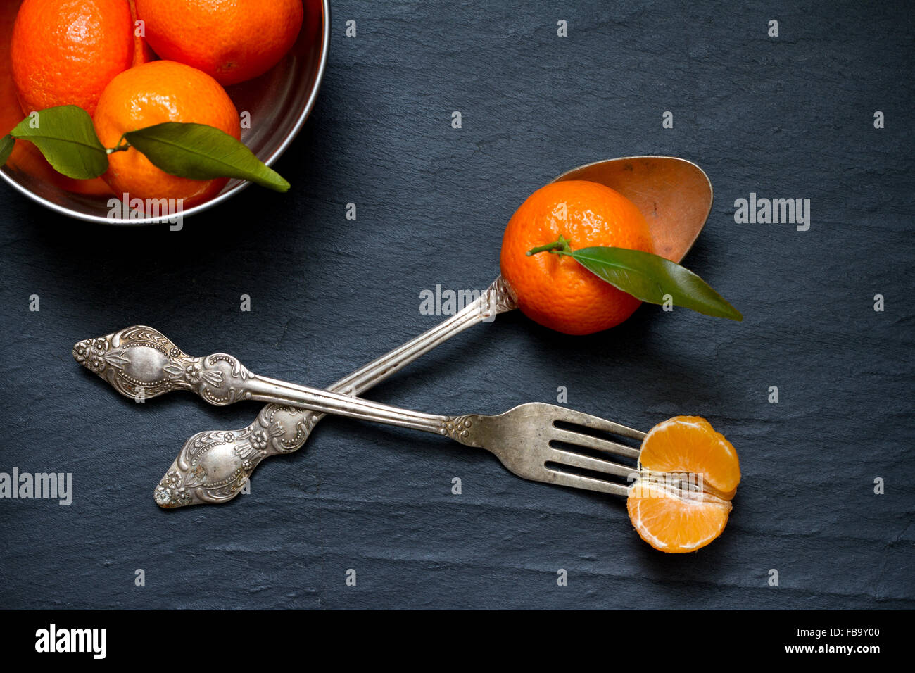 Mandarinen-abstrakte Food-Stillleben-Konzept Stockfoto