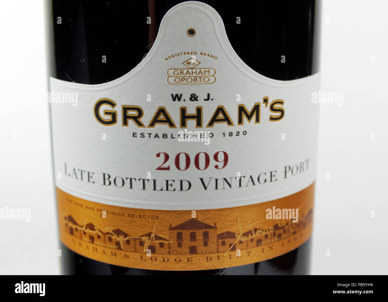Flasche Grahams Late Bottled Vintage Port Wein. Stockfoto