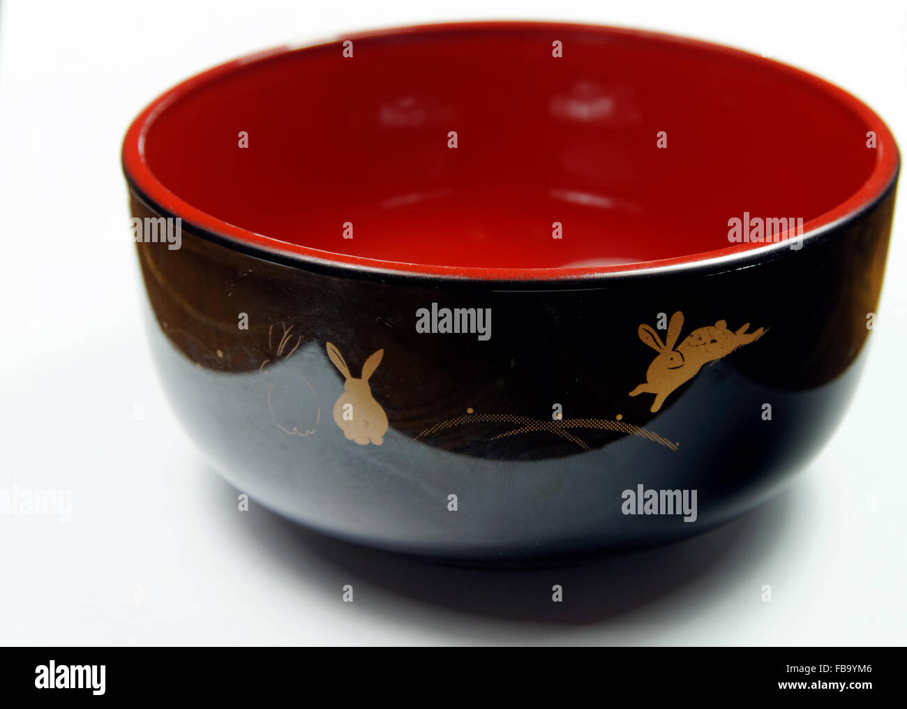 Schwarz Lack japanischen Noodle Bowl. Stockfoto