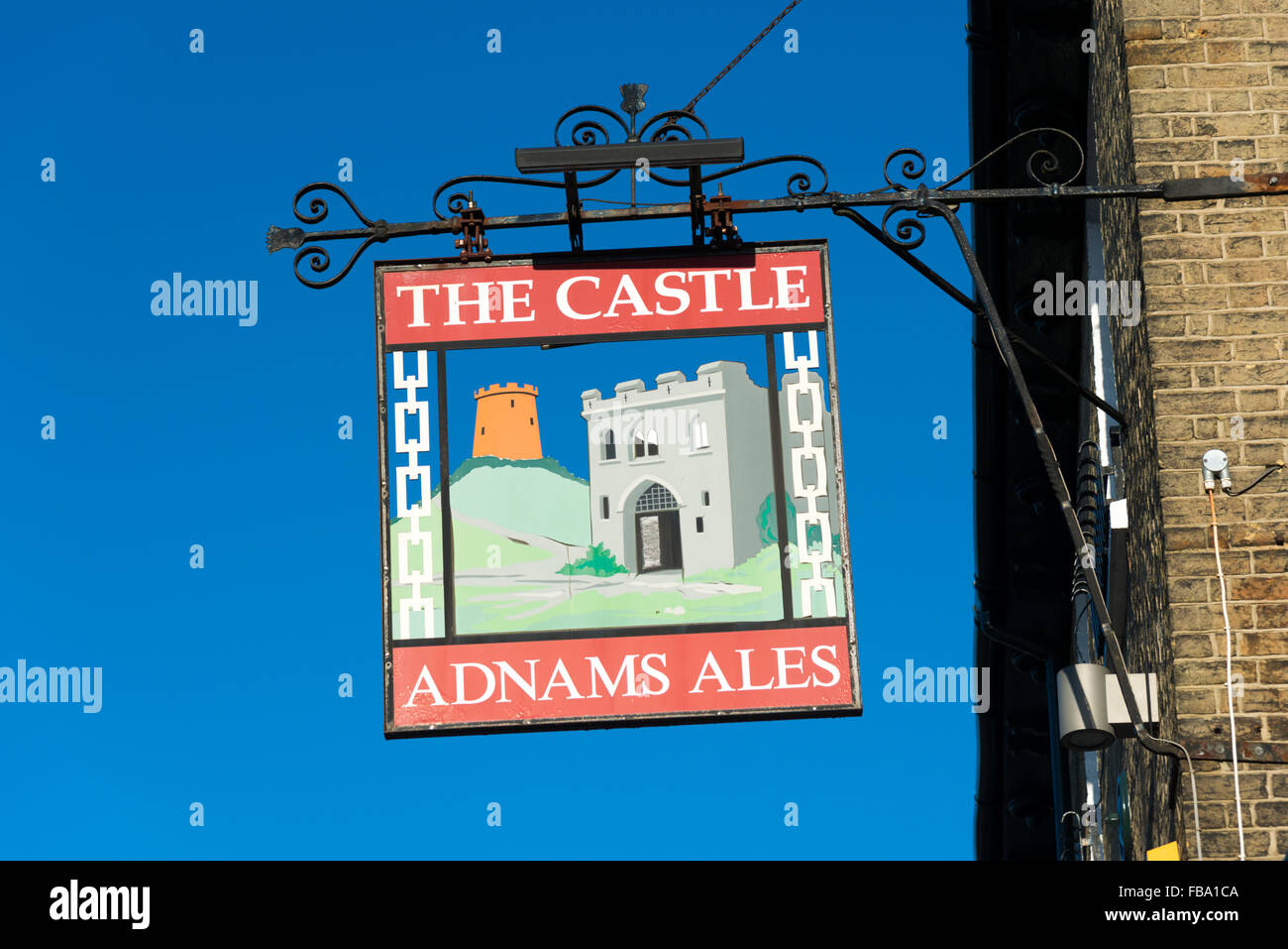 Das Pub Schild für Castle Pub auf Castle Hill Cambridge UK Stockfoto