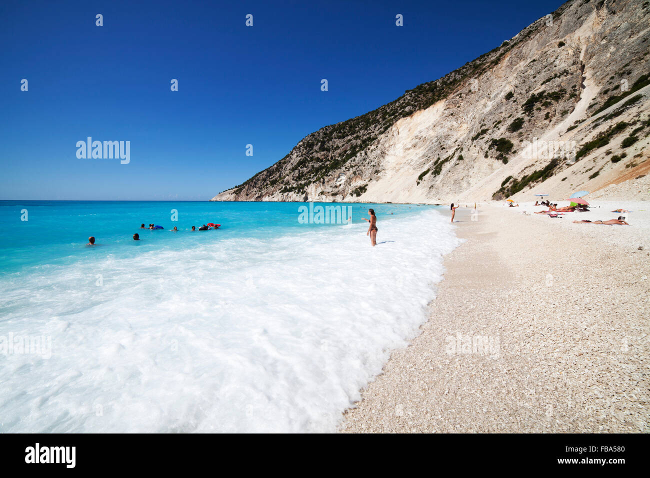 Myrtos Strand, Kefalonia, Ionische Inseln, Griechenland Stockfoto