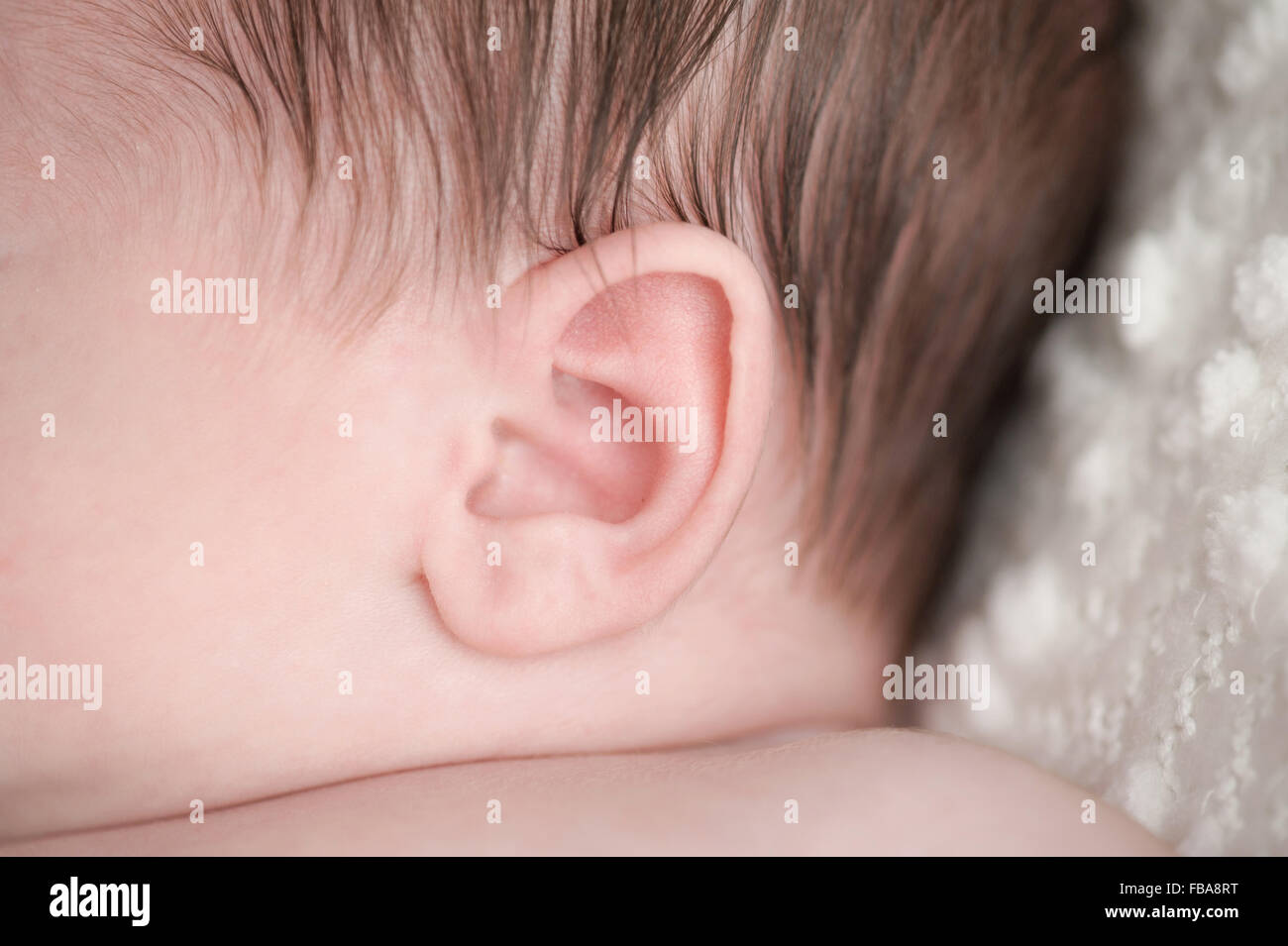 Close-up Schuss des Ohres ein neugeborenes Baby Stockfoto