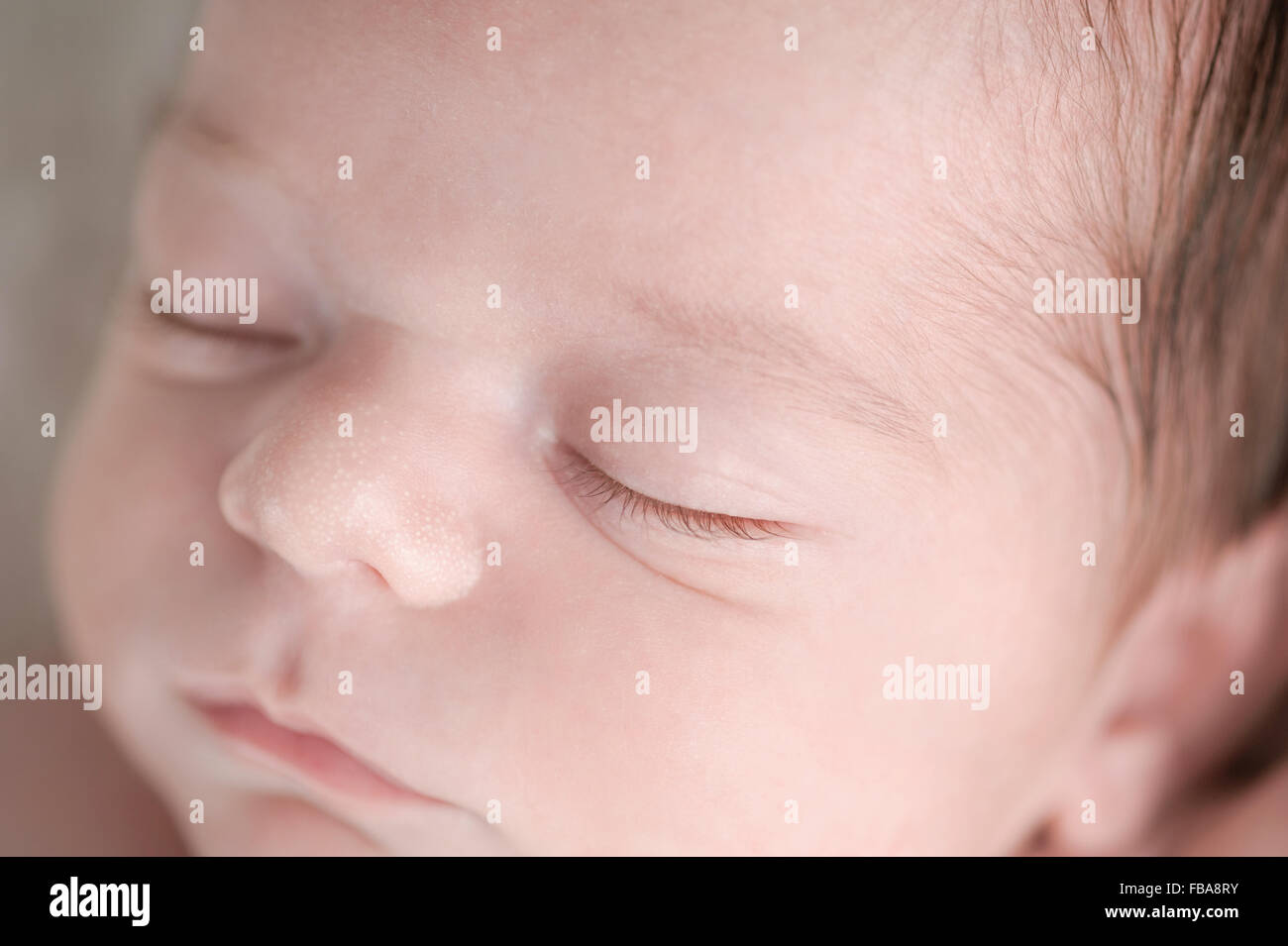Ein neugeborenes Baby junge Gesicht Nahaufnahme Schuss Stockfoto
