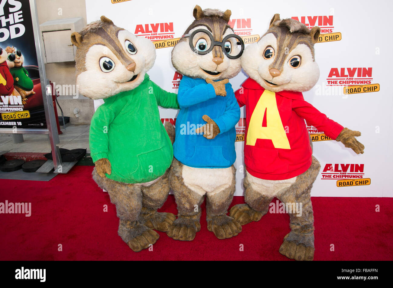 "Alvin und die Chipmunks: The Road-Chip" Premiere auf Darryl F. Zanuck Theater Featuring: Alvin und die Chipmunks wo: Los Angeles, California, Vereinigte Staaten von Amerika bei: 12. Dezember 2015 Stockfoto