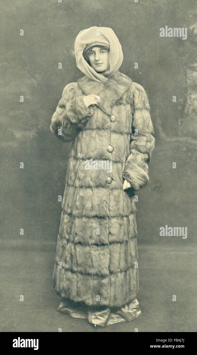 Einen Motor Mantel aus dem Katalog modische Pelze veröffentlicht 1910-1912 vom internationalen Pelz Store Stockfoto
