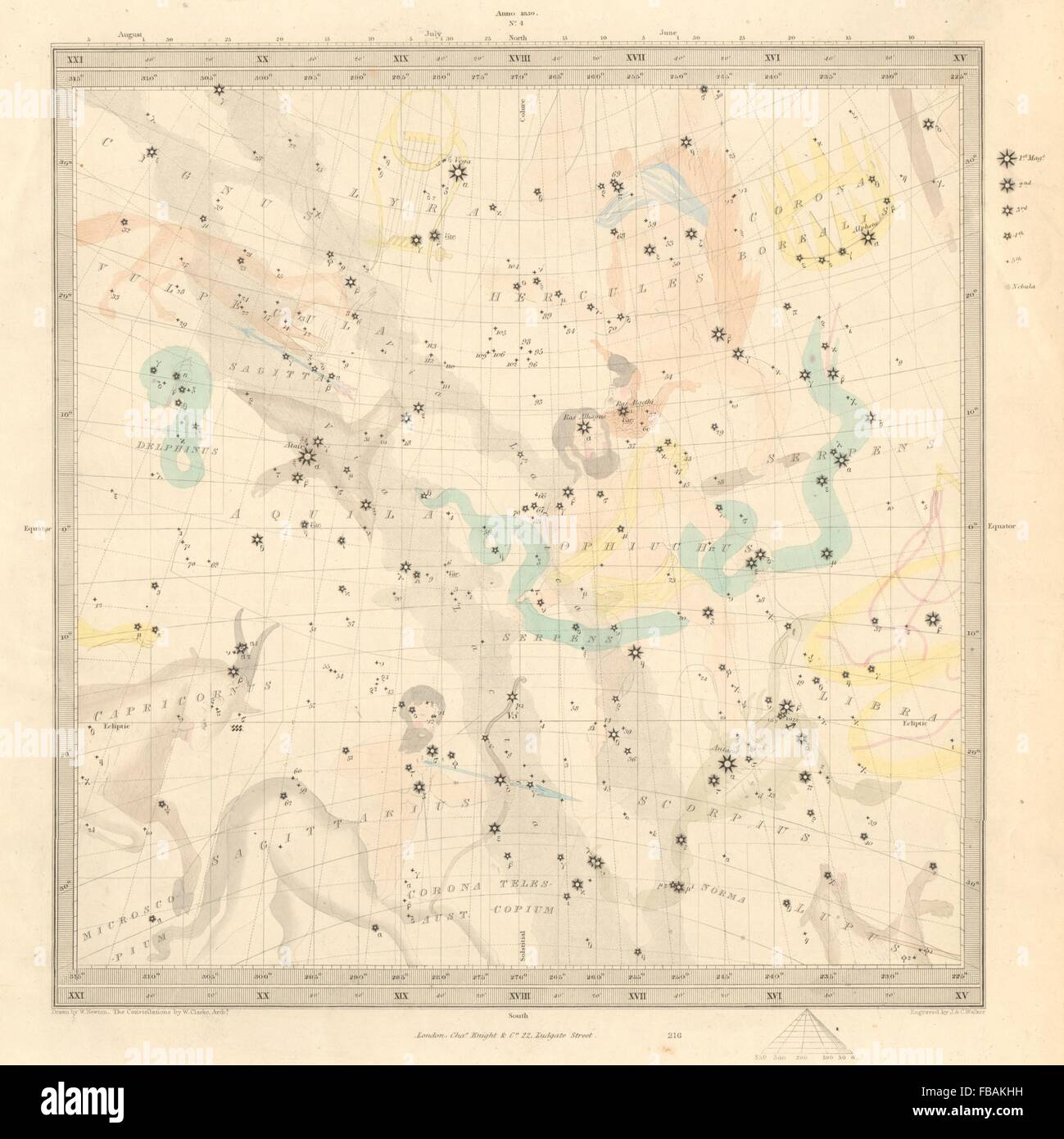 ASTRONOMIE HIMMELSKÖRPER. Sternenkarte. Sternkarte. IV. Winter-Sonnenwende. SDUK, 1847 Stockfoto
