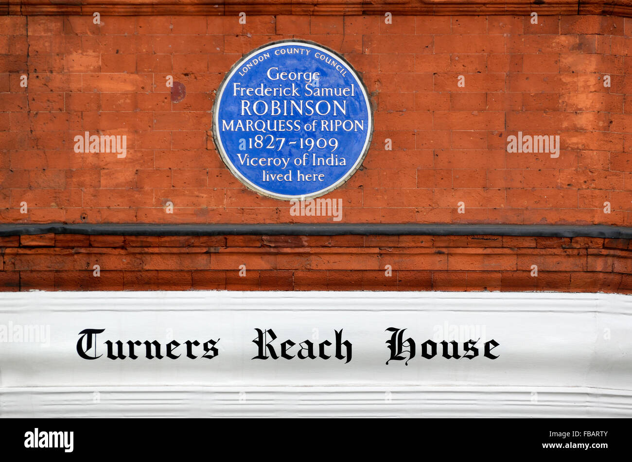 London, England, Vereinigtes Königreich. Blaue Plakette: "George Frederick Samuel Robinson Marquise von Ripon (1827-1909) Vizekönig von Indien lebte hier". Stockfoto