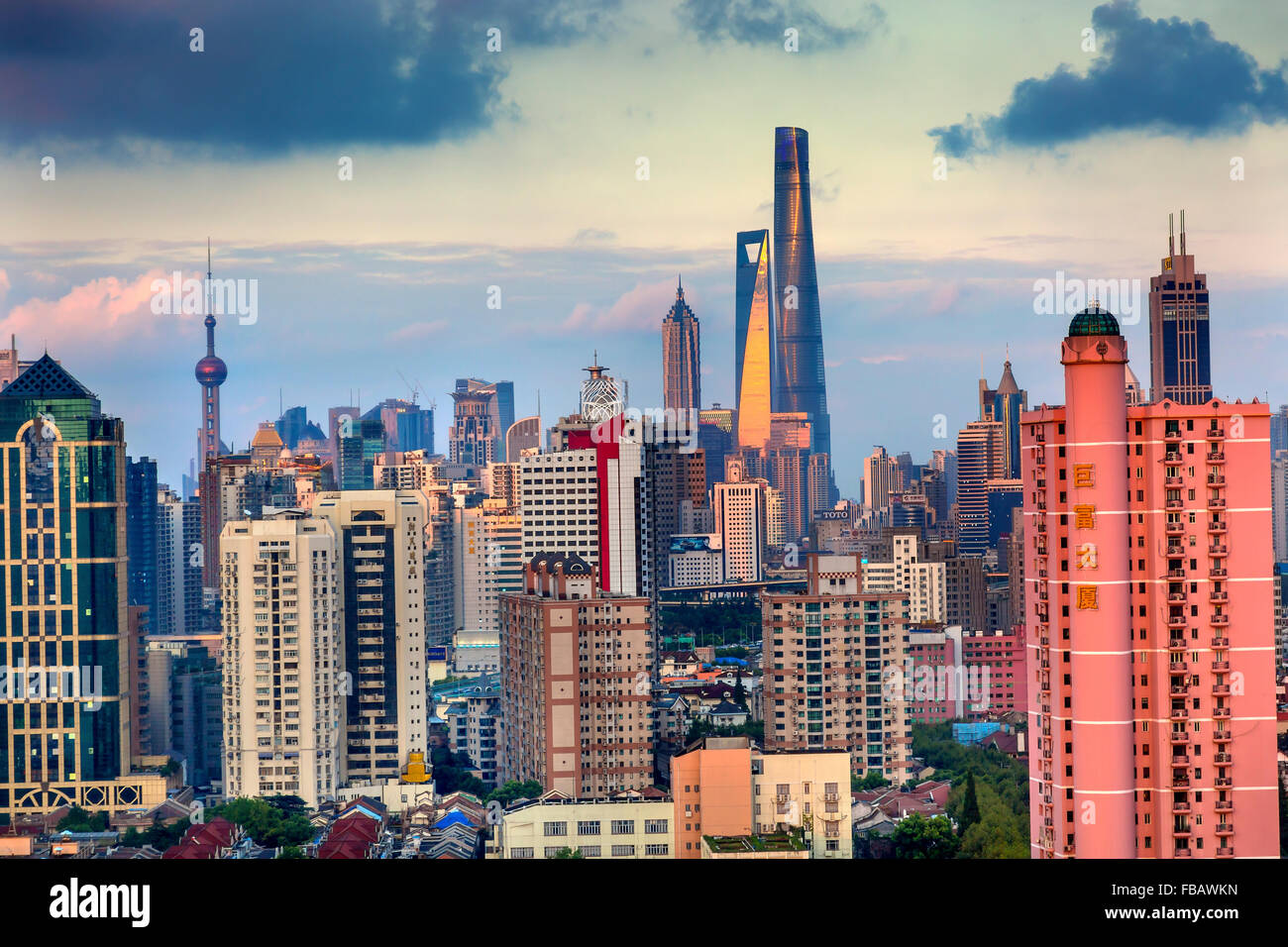 Puxi Pudong Gebäude World Financial Center Jinmao Tower moderne Wolkenkratzer in Shanghai Stockfoto