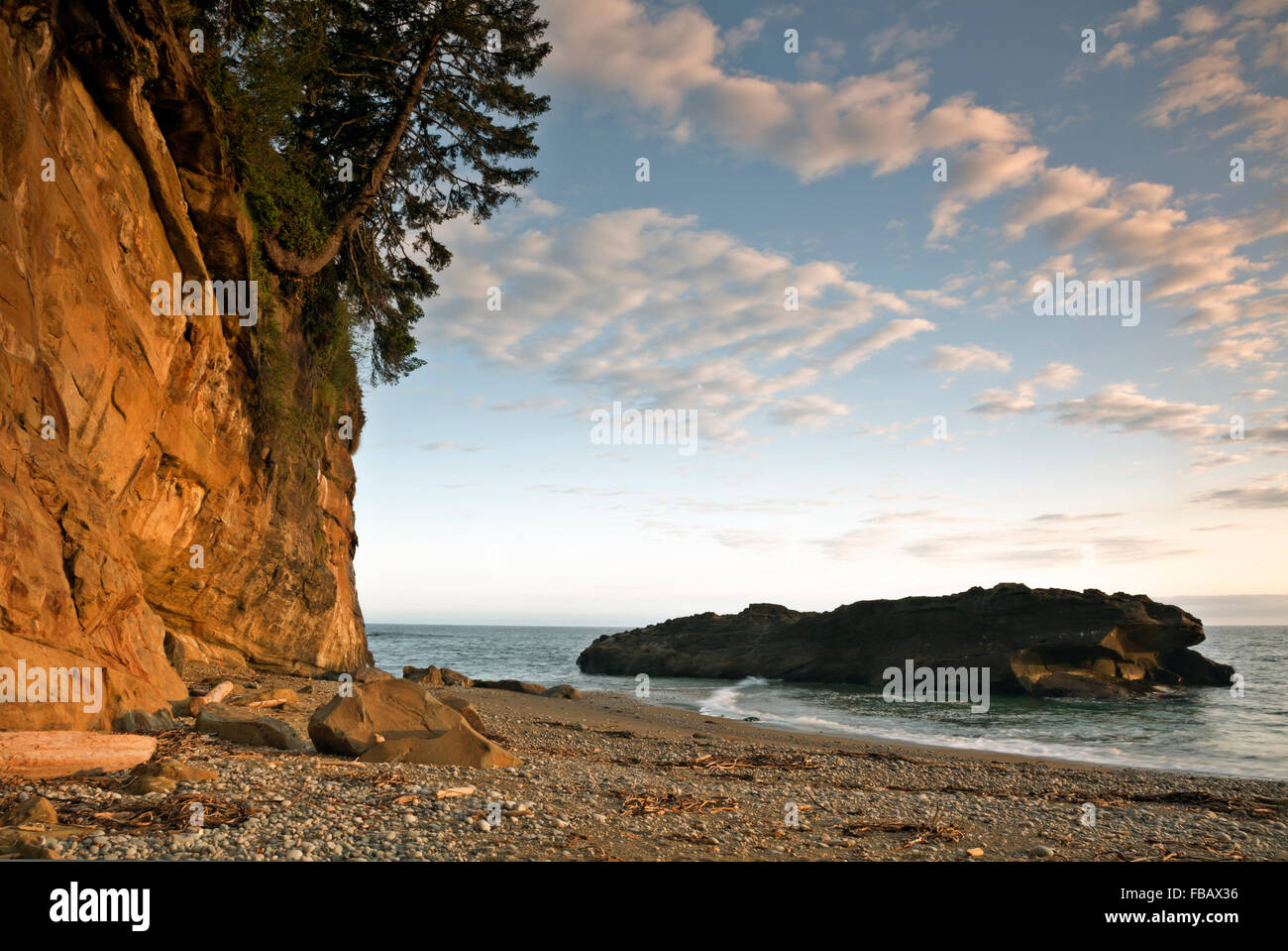 BC00428-00... BRITISH COLUMBIA - Abend am Tsocowis Creek Camp, ein beliebter Campingplatz entlang der West Coast Trail. Stockfoto