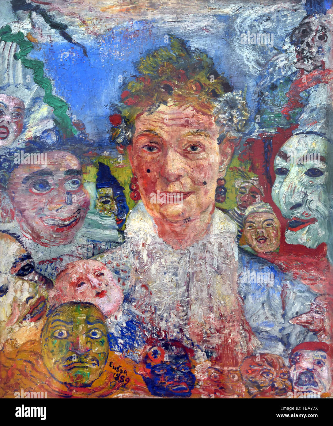 ALTE Dame mit Masken 1889 James Ensor 1860-1949 Belgien Belgien  Stockfotografie - Alamy