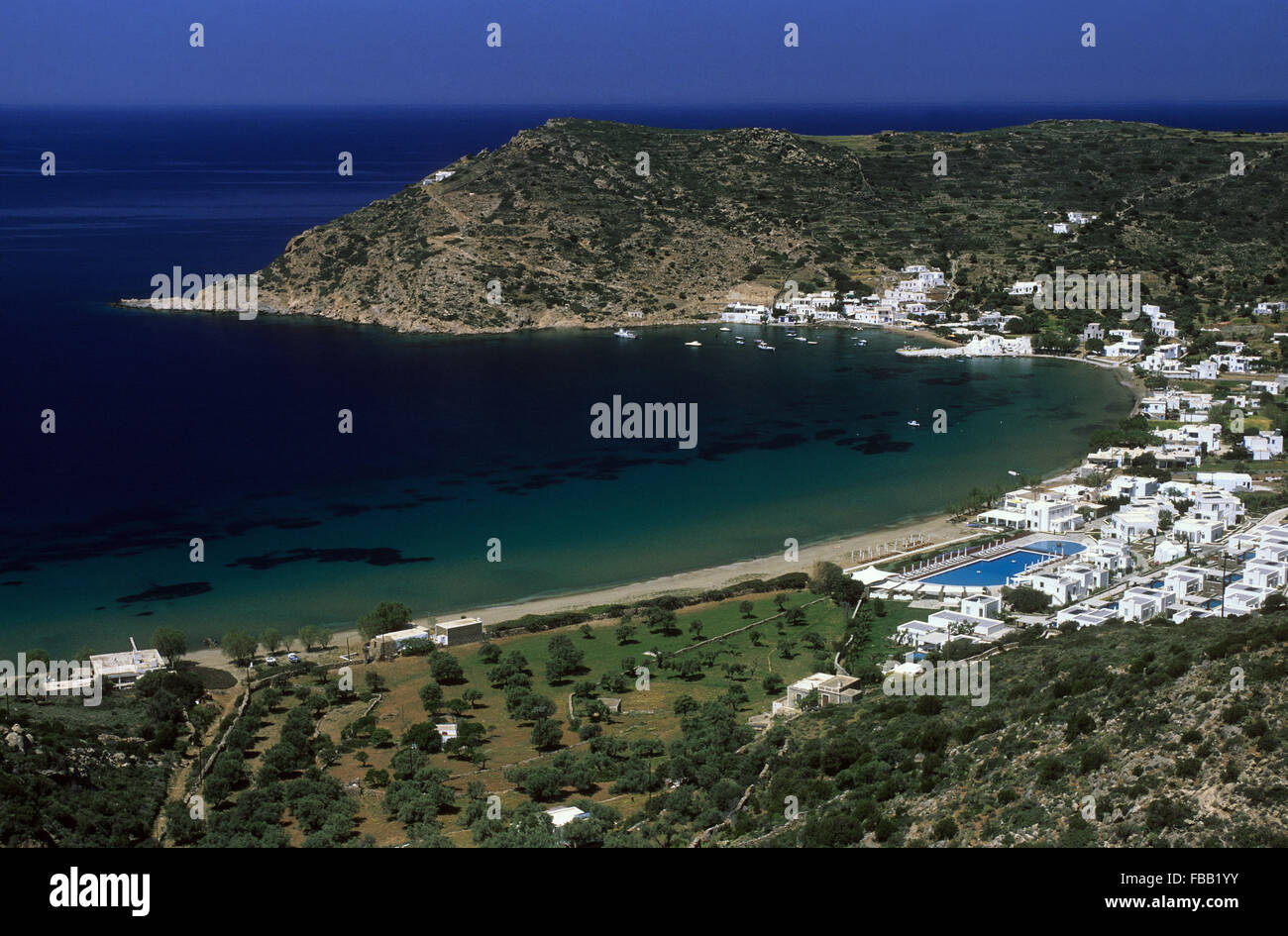 Allgemeine Ansicht von Vathi, Sifnos, Kykladen, Griechenland Stockfoto