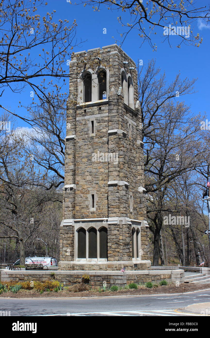 Memorial Glockenturm, Riverdale, Bronx, New York Stockfoto