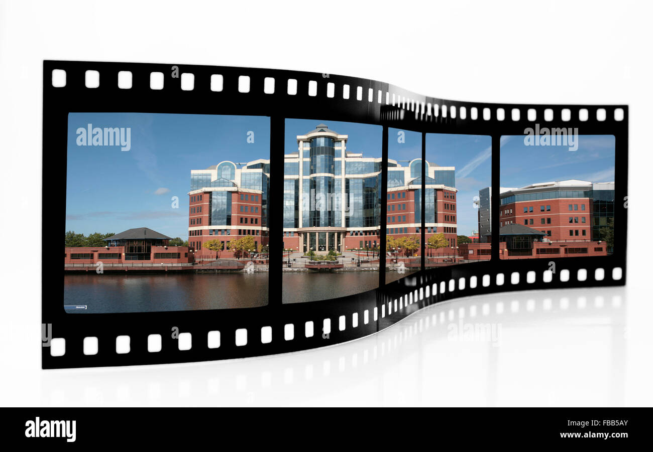 Salford Quays Manchester Filmstreifen Stockfoto