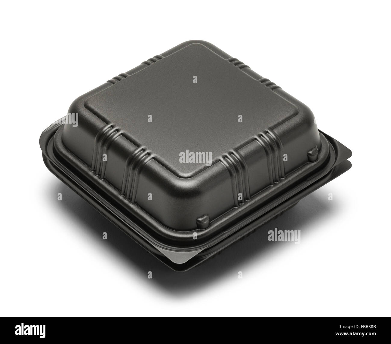 Schwarzer Kunststoff Take Out Box Isolated on White Background. Stockfoto