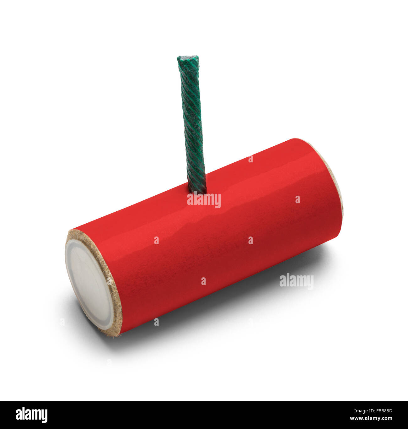 Rote M-80 Feuerwerkskörper mit textfreiraum Isolated on White Background. Stockfoto