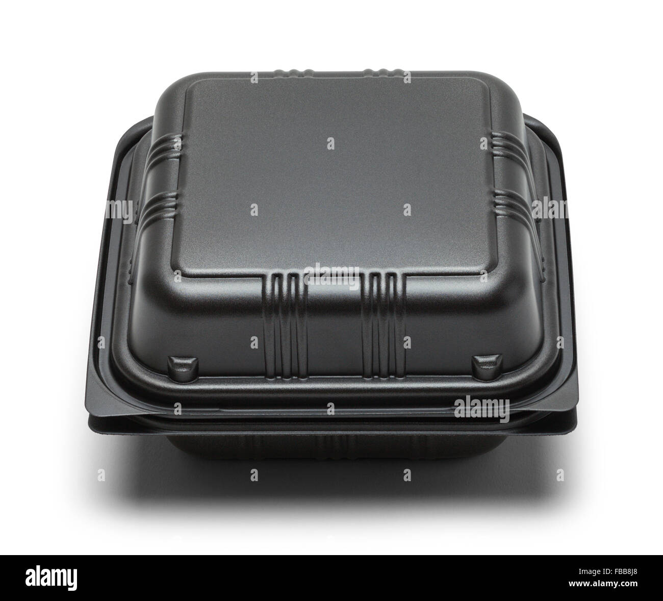 Schwarzer Kunststoff Take Out Box Isolated on White Background. Stockfoto