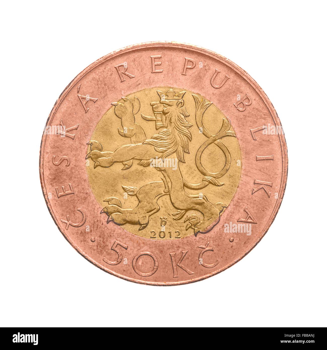 Tschechische Krone Münze, 50 CZK, 50 Kronen Stockfoto
