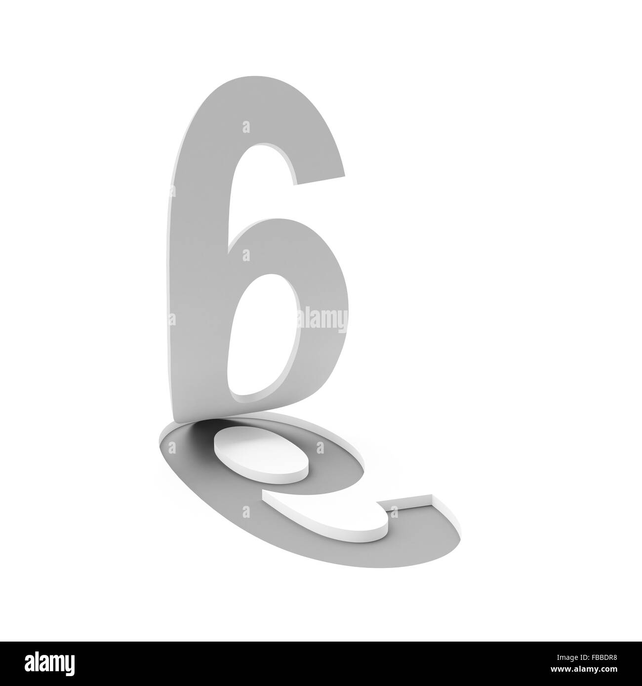 Nummer sechs, 3d render Stockfoto