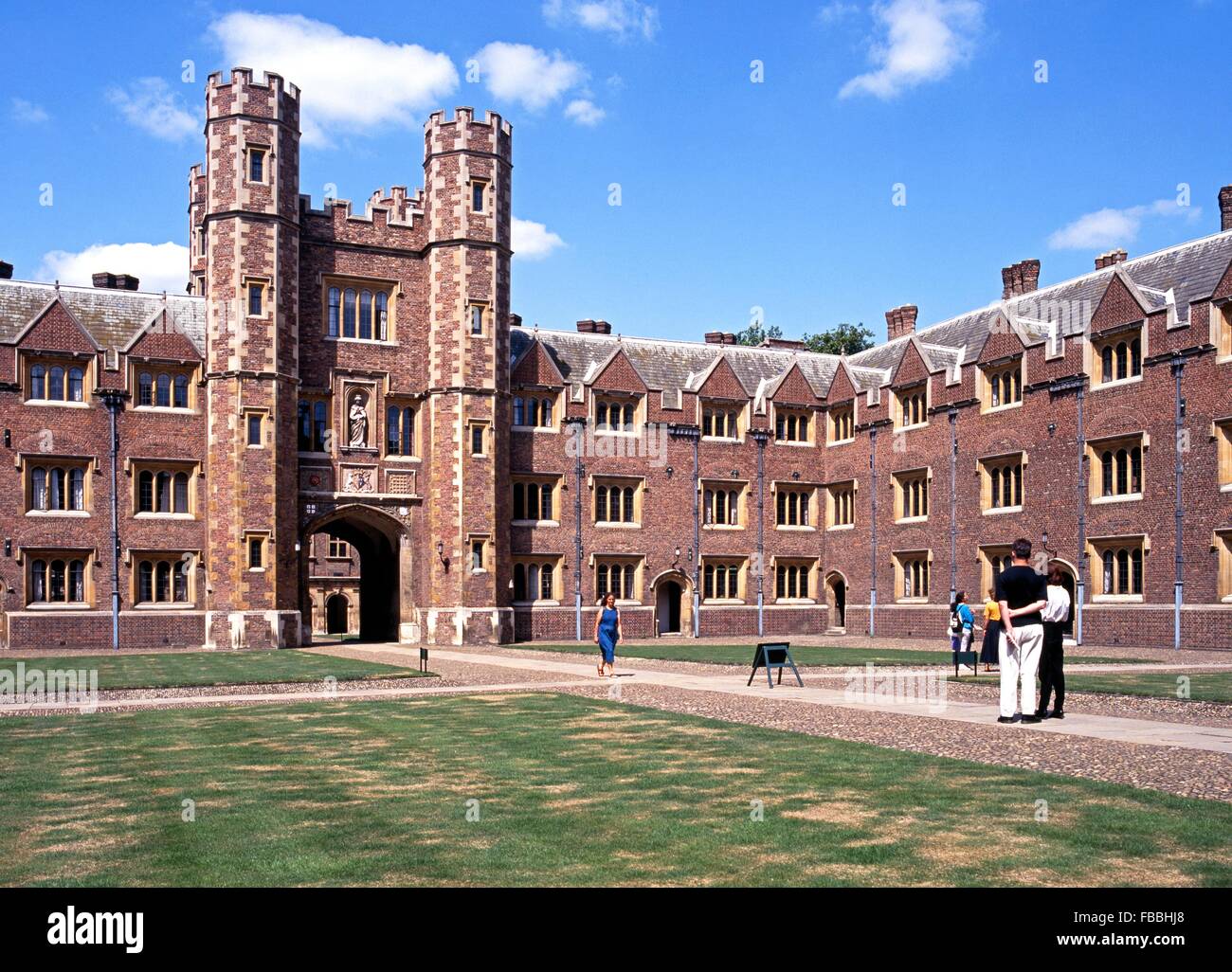 St Johns College zeigt das große Tor und Hof, Cambridge; Cambridgeshire, England, Vereinigtes Königreich, West-Europa. Stockfoto