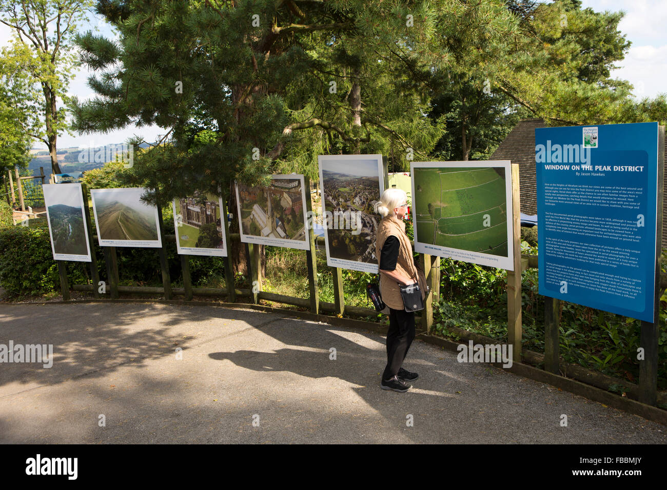 Großbritannien, England, Derbyshire, Matlock Bath, Heights of Abraham, Outdoor-Fenster auf den Peak District-Fotoausstellung Stockfoto