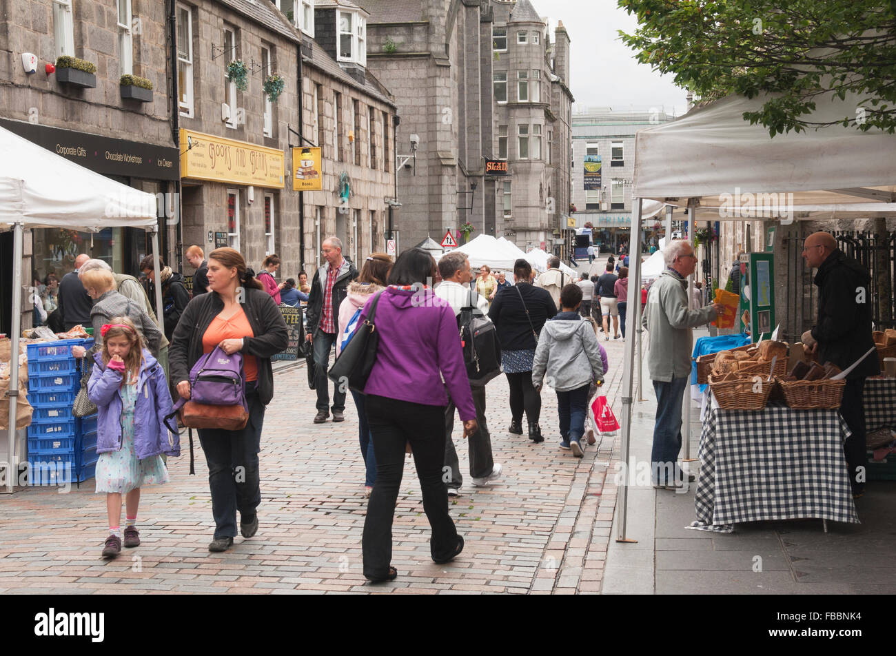 Aberdeen Country Fair, einmal im Monat in Belmont Street, Aberdeen, Schottland statt. Stockfoto