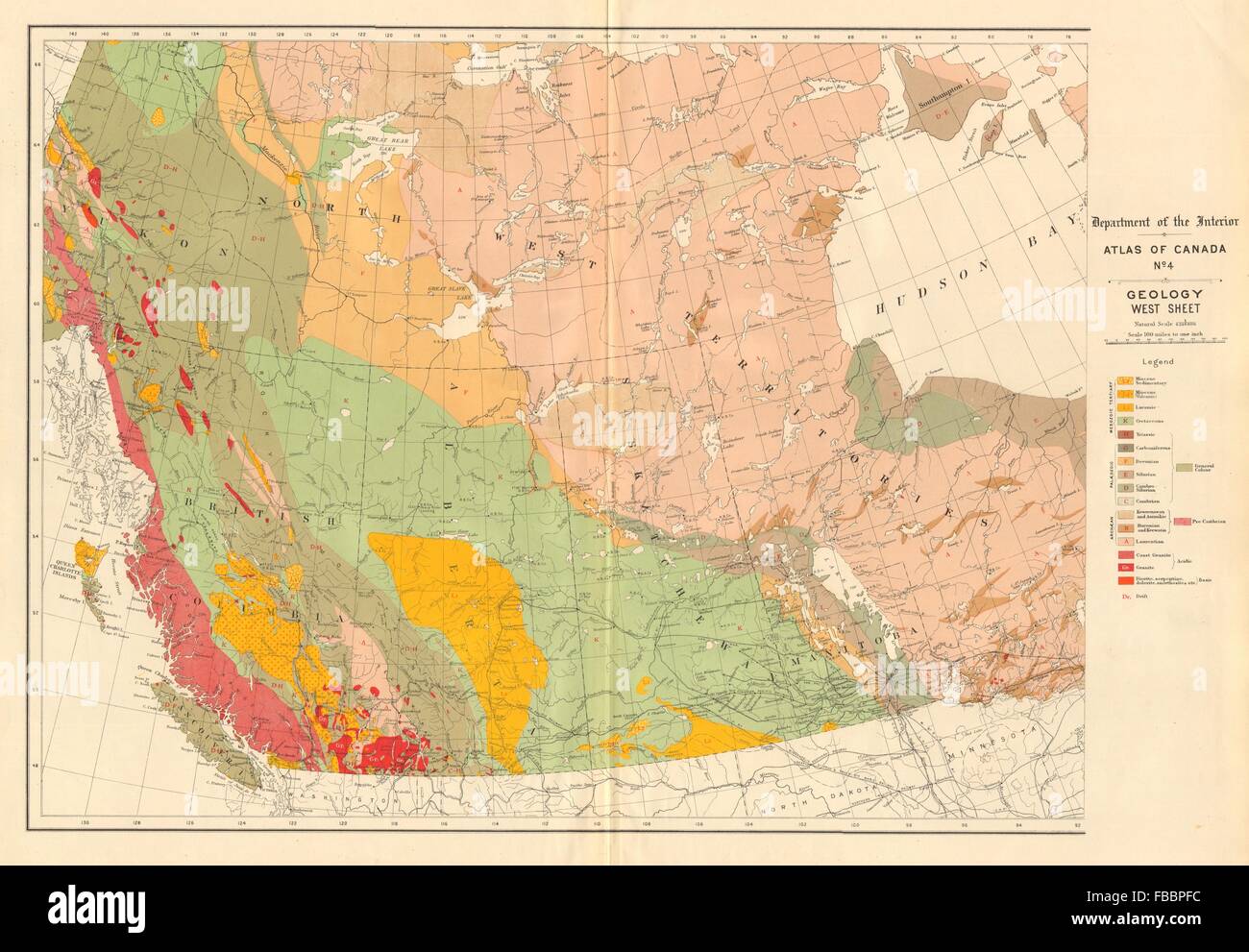 WESTERN CANADA Geologie geologische. British Columbia Alberta Yukon ...