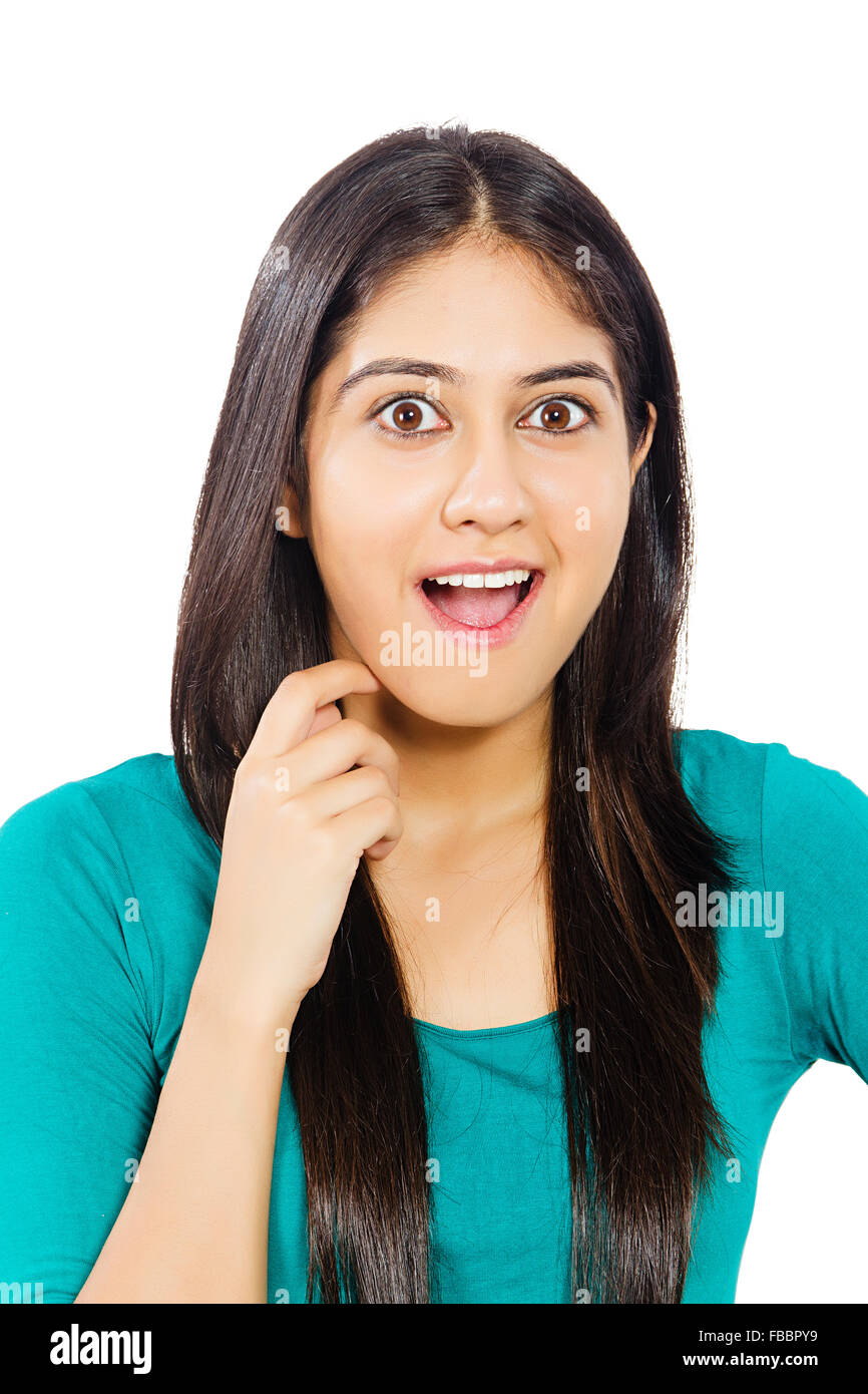 1 indische junge Frau Shocking Stockfoto