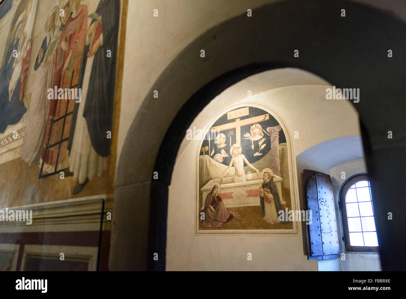 Florenz. Italien. Fresken in der Schlafsaal der Mönche, Museum von San Marco. Stockfoto