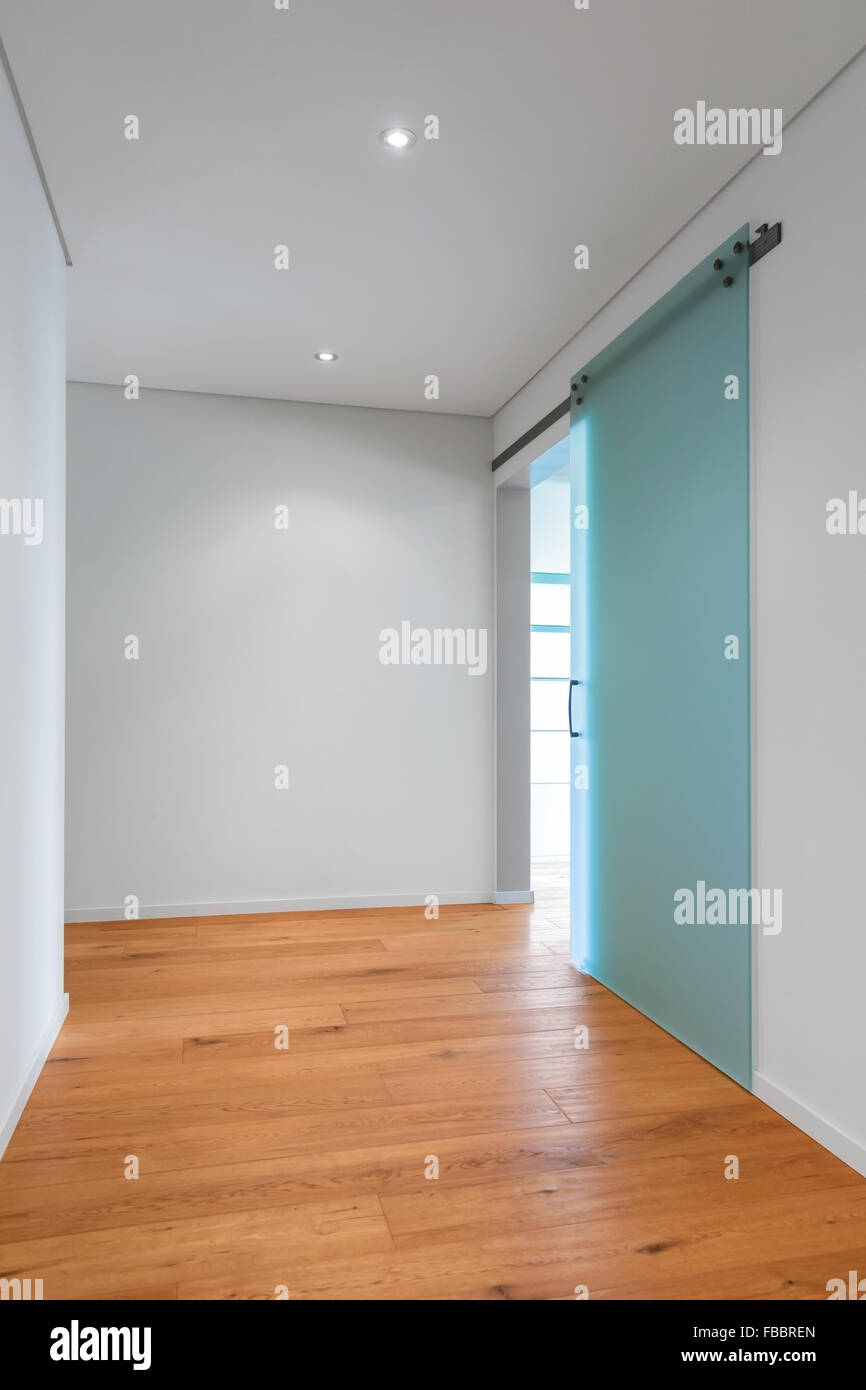 Flur mit Glastür, moderne zeitgenössische Haus Stockfoto