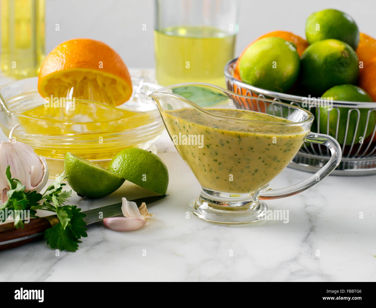 Zitrus-Erdnuss-vinaigrette Stockfoto