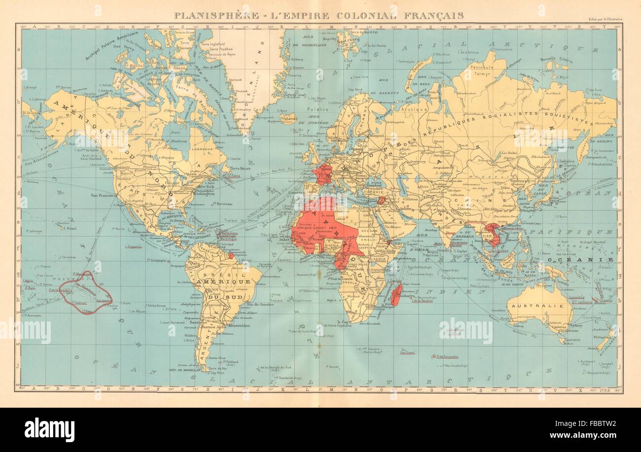 Kolonialen französischen EMPIRE Français. Französische West/Äquatorial-Afrika & c, 1938 Karte Stockfoto