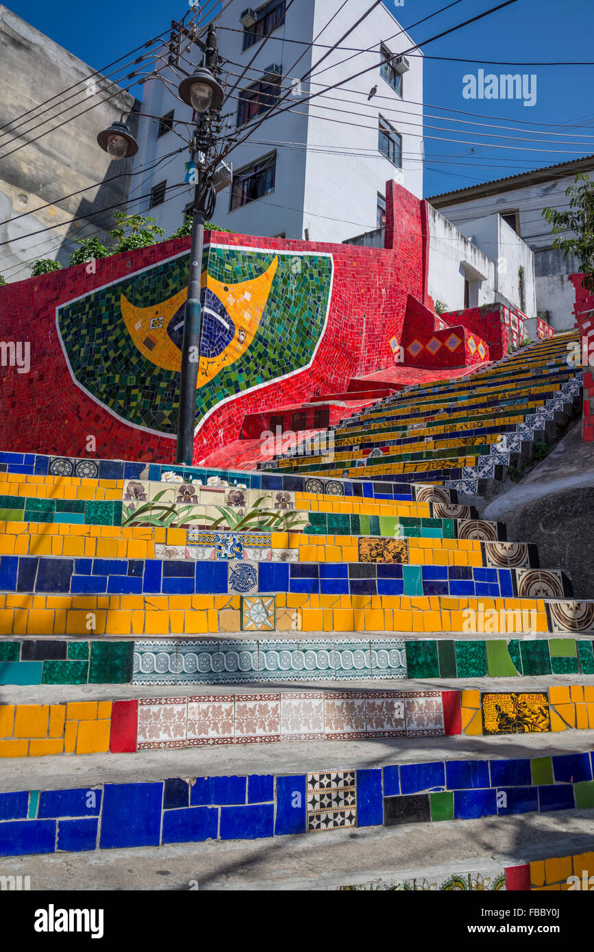 Laderia Escadaria Selarón, Selaron Schritte, Santa Teresa, Rio De Janeiro, Brasilien Stockfoto