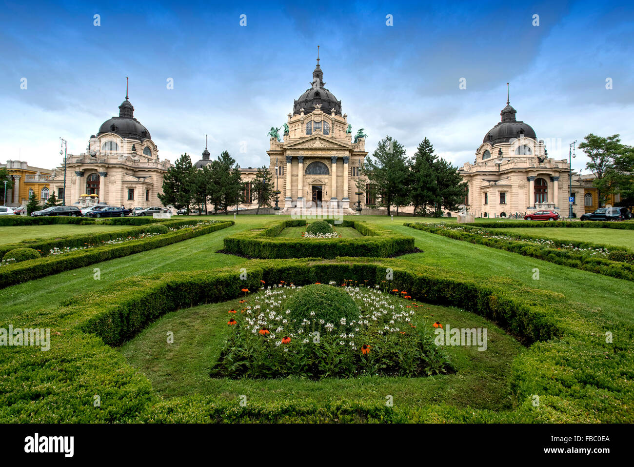 Szechenyi Baths, Városliget, Budapest, Ungarn, Stockfoto