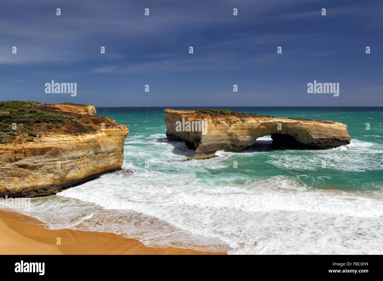 London Bridge, einer berühmten Felsbogen im Port Campbell National Park an der Great Ocean Road in Victoria, Australien. Stockfoto